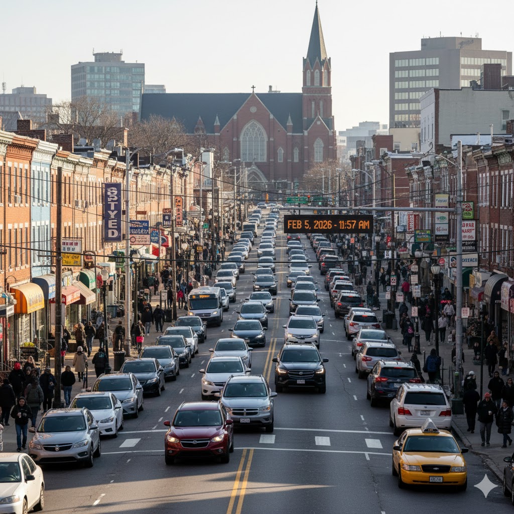 Illustrative and hypothetical depiction of a street corner in this Baltimore neighborhood showing generally traffic conditions that might confrontAccident Victim&rsquo;s Legal Advocate for Middle East, Baltimore 21205 21213